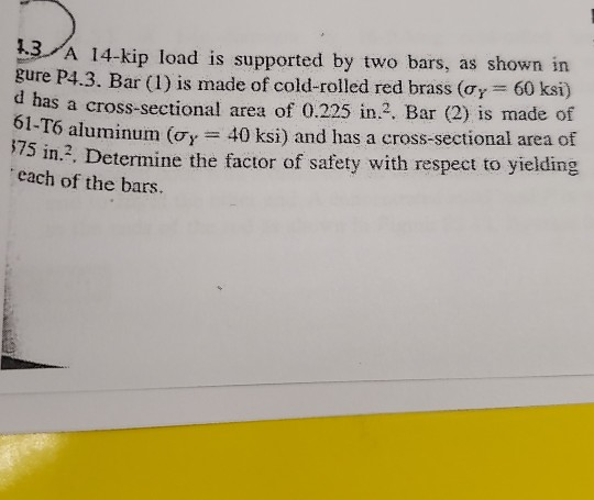 Solved +37A 14-kip Load Is Supported By Two Bars, As Shown | Chegg.com