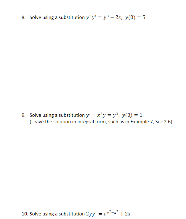 y =- 2x 6 3y x 3 0 substitution