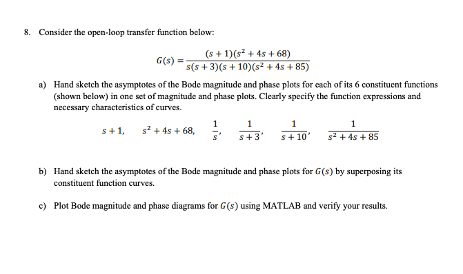 Solved 8. Consider the open-loop transfer function below: (s | Chegg.com