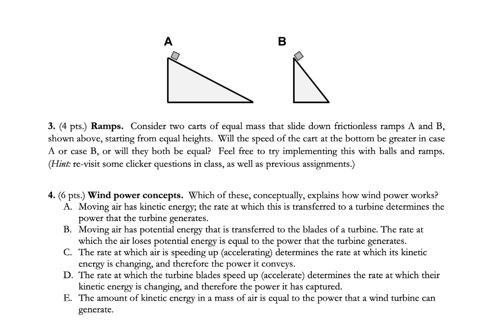 Solved 3. (4 pts.) Ramps. Consider two carts of equal mass | Chegg.com