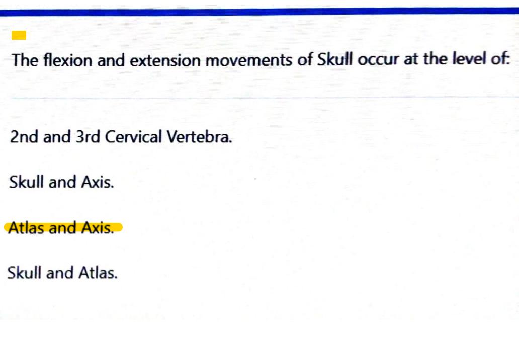Solved The flexion and extension movements of Skull occur at | Chegg.com
