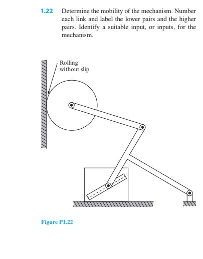 Solved 1.22 Determine the mobility of the mechanism. Number | Chegg.com