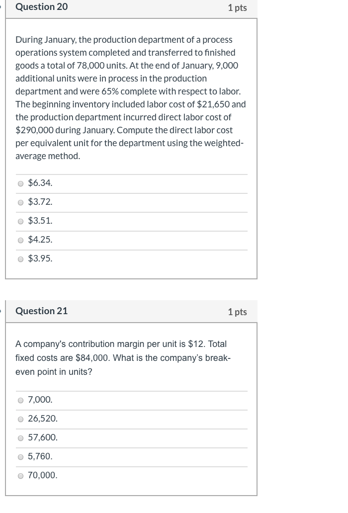 Solved Question 20 1 Pts During January The Production Chegg Solved Question 20 1 Pts During January The Production Chegg
