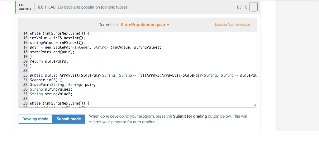 Solved 8.6 LAB Zip code and population (generic types)