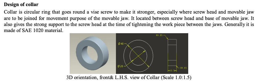 Solved Design of collar Collar is circular ring that goes | Chegg.com