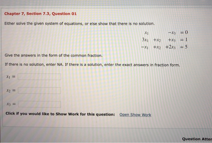 Solved Chapter 7, Section 7.3, Question 01 Either solve the | Chegg.com