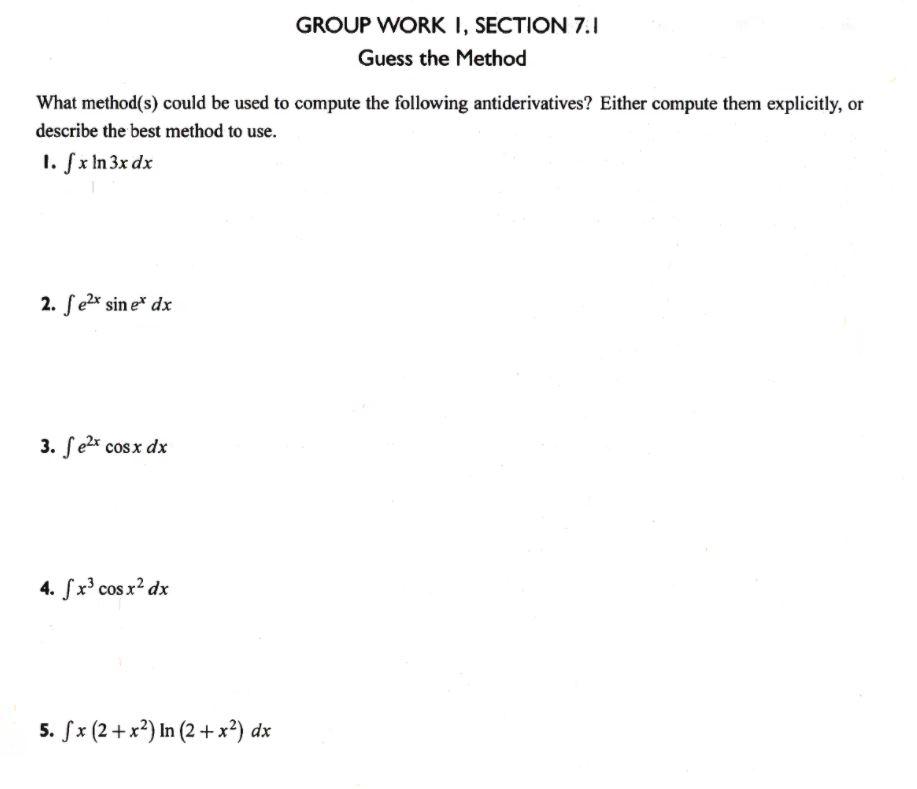 Solved GROUP WORK I, SECTION 7.1 Guess the Method What | Chegg.com