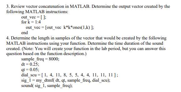 End 3. Review Vector Concatenation In MATLAB. | Chegg.com