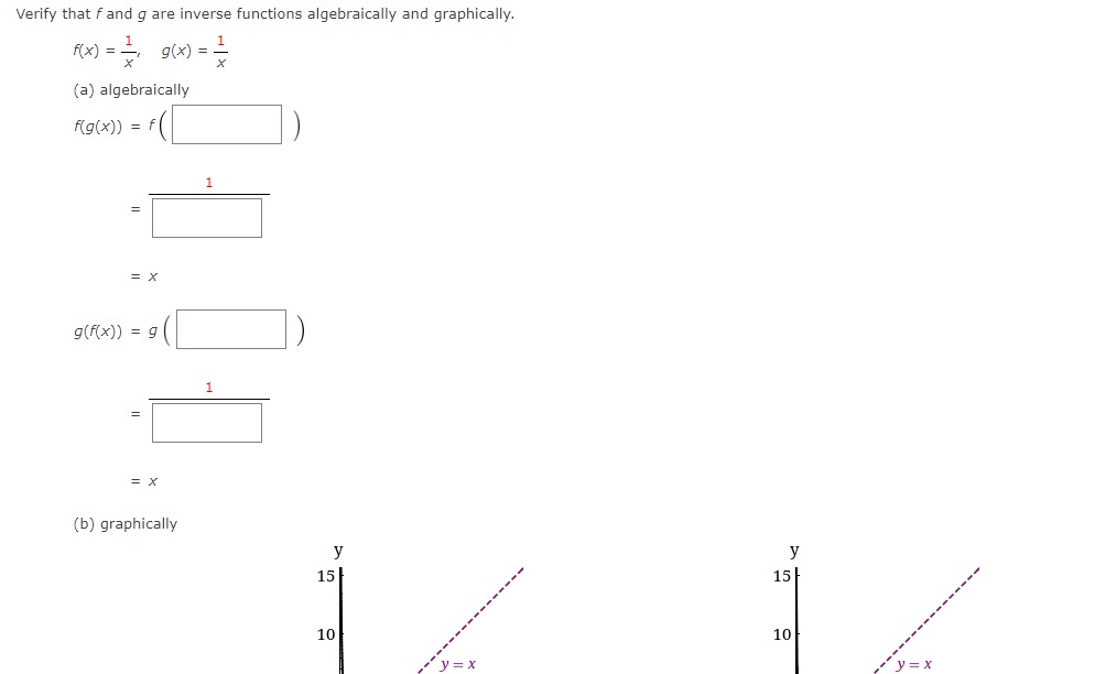 Solved Verify that f and g are inverse functions | Chegg.com