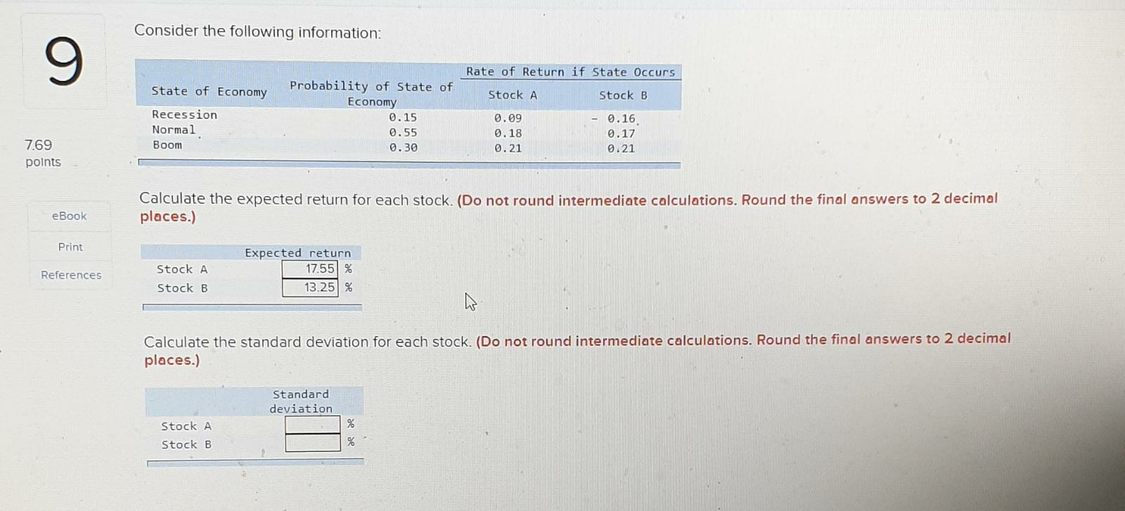 Solved Consider the following information: 9 Rate of Return | Chegg.com