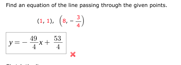 Solved Find an equation of the line passing through the | Chegg.com