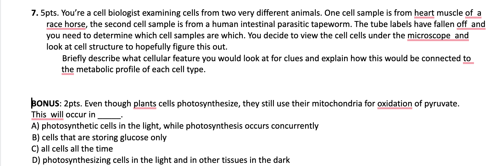 Solved 7. 5 pts. You're a cell biologist examining cells | Chegg.com