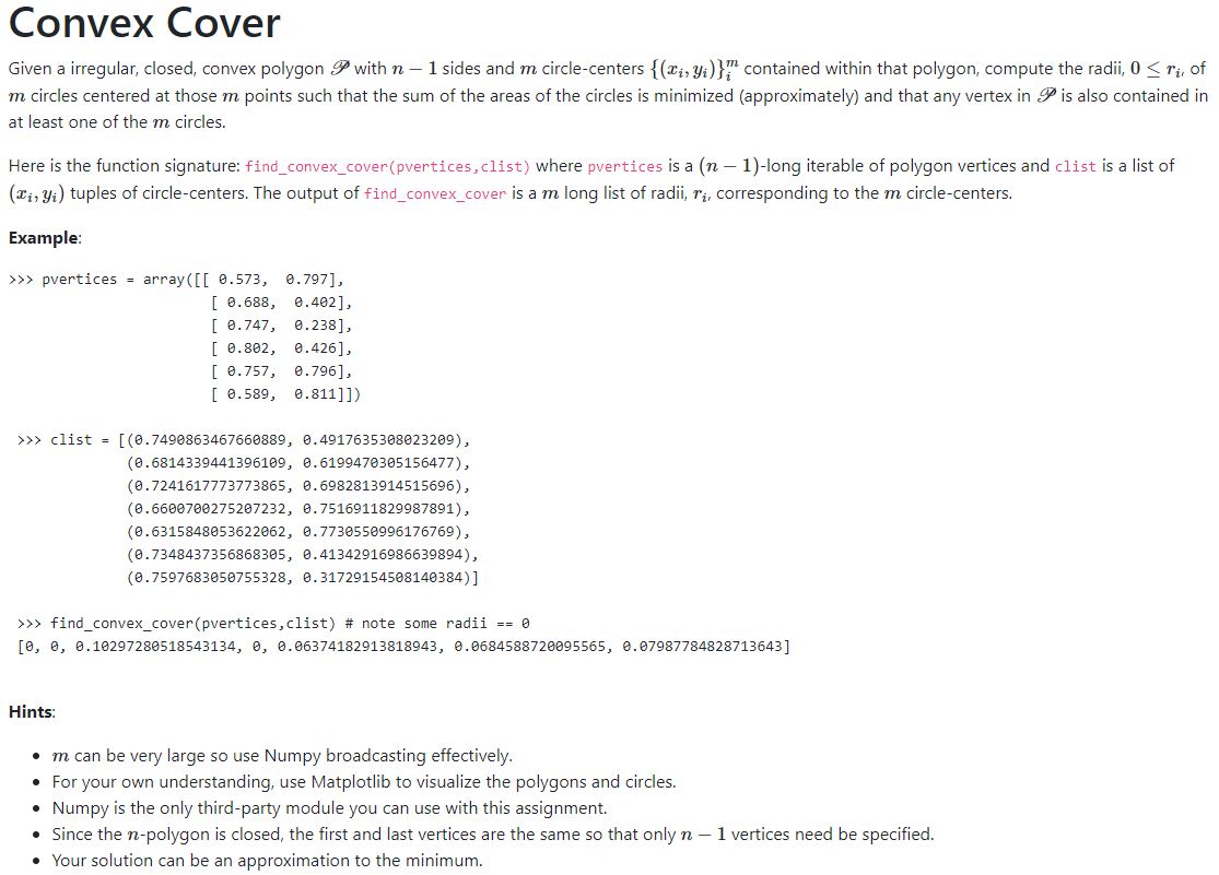 Solved Convex Cover Given a irregular, closed, convex | Chegg.com