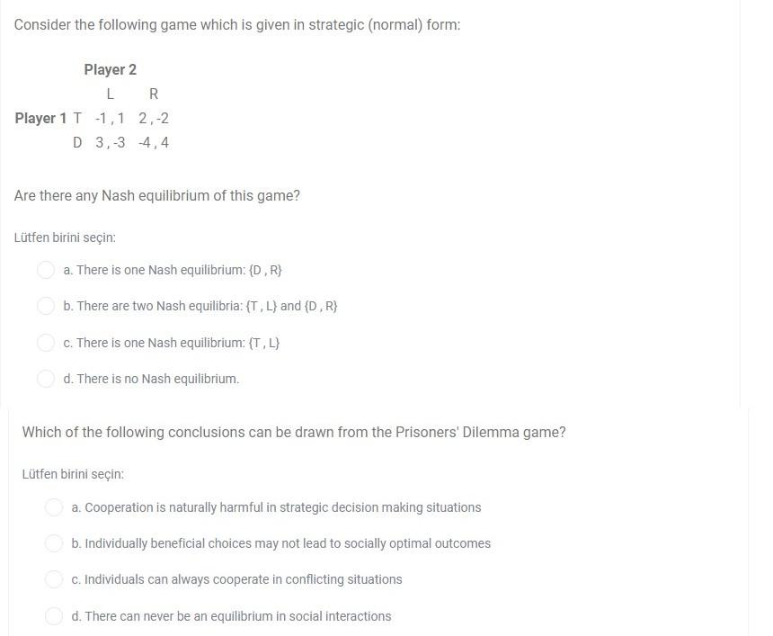 Solved Consider the following game which is given in | Chegg.com