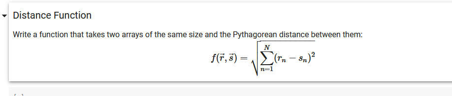 Solved Distance Function Write a function that takes two | Chegg.com