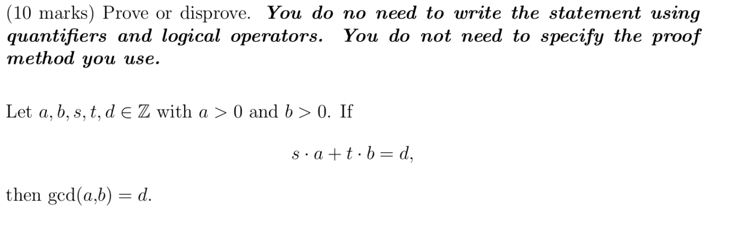 Solved (10 marks) Prove or disprove. You do no need to write | Chegg.com