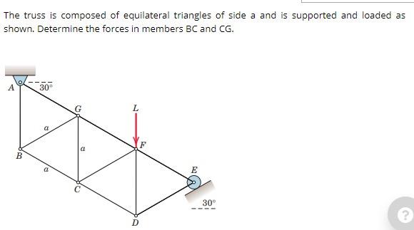 Solved Question 1 Determine the forces in members BC and FG | Chegg.com