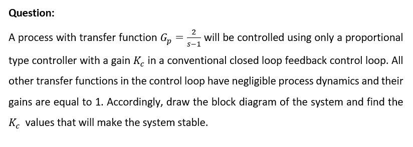 Solved Question: 2 = A process with transfer function Gp | Chegg.com
