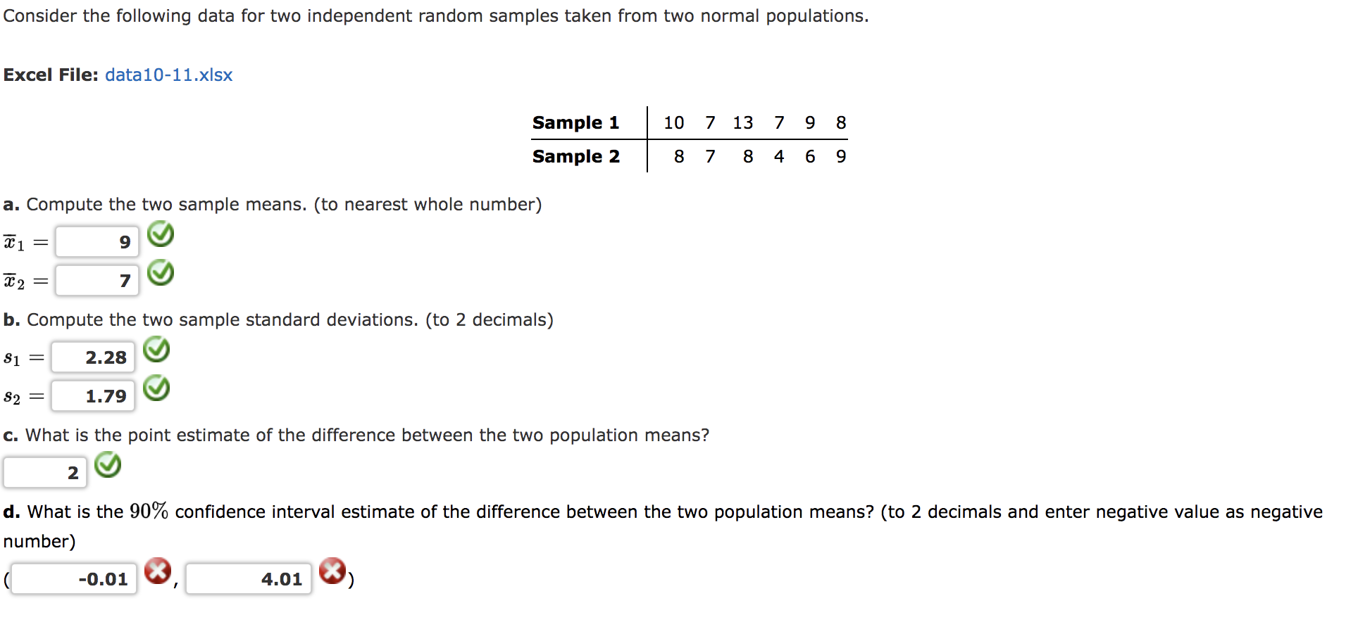 [Solved]: Consider The Following Data For Two Independent