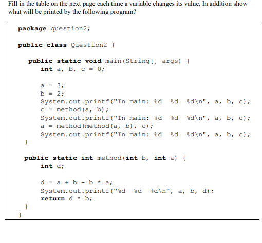 Solved Fill In The Table On The Next Page Each Time A | Chegg.com