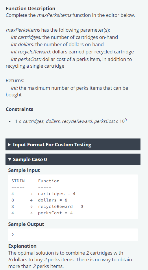 2. Cartridge Recycling An office supply store has an