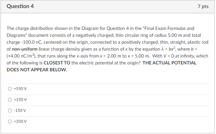 Solved Question 4 7 Pts The Charge Distribution Shown In The | Chegg.com