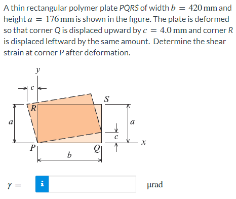 Solved A Thin Rectangular Polymer Plate PQRS Of Width B = | Chegg.com