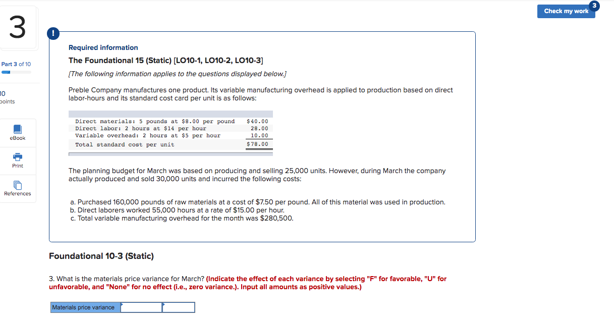 Solved Check my work 3 Part 3 of 10 Required information The | Chegg.com