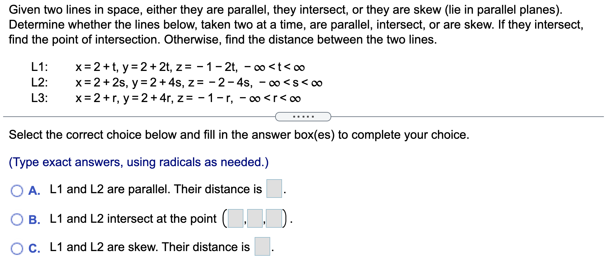 Solved I know that L1 and L2 are parallel but I don't know | Chegg.com