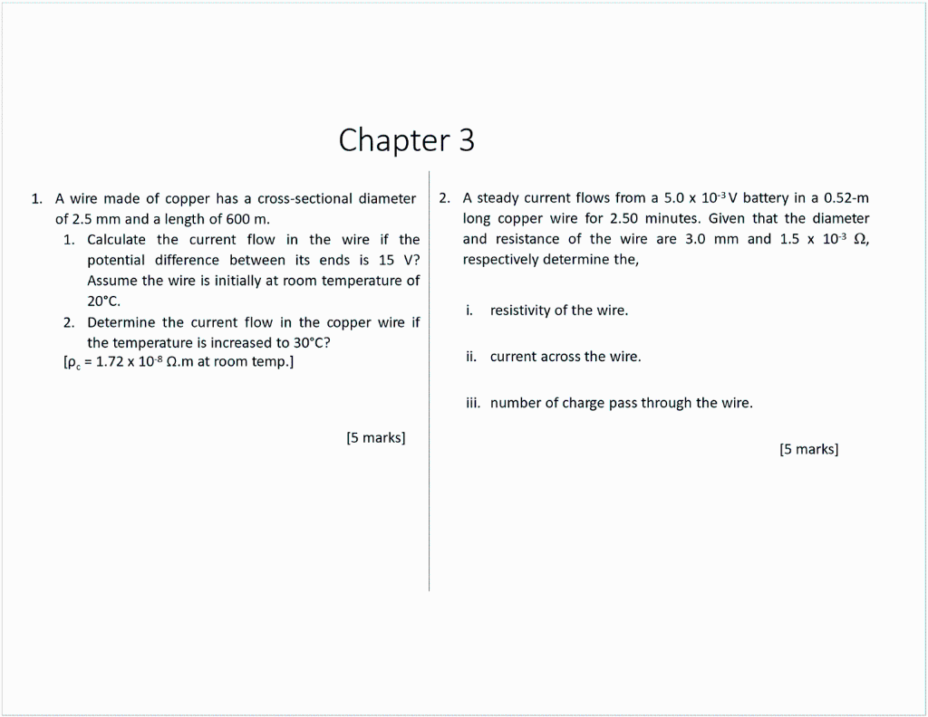 Solved Chapter 3 1. A wire made of copper has a | Chegg.com