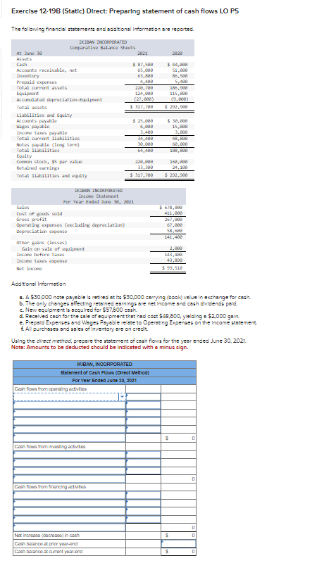 Solved Exerclse 12-19B (Static) Direct: Preparing statement | Chegg.com