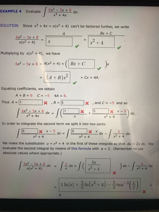 solved-6x2-5x-8-j-x3-4x-example-4-evaluate-dx-solution-chegg