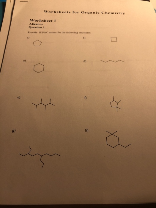 Organic Chemistry Worksheet With Answers
