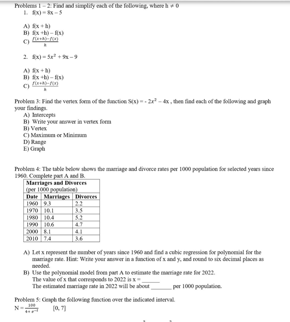 Solved Problems 1-2: Find And Simplify Each Of The | Chegg.com