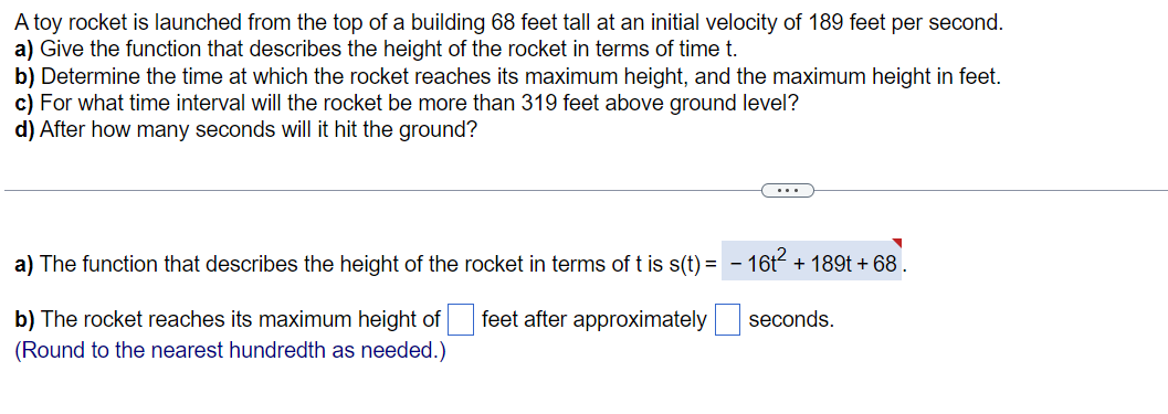 Solved A Toy Rocket Is Launched From The Top Of A Building | Chegg.com