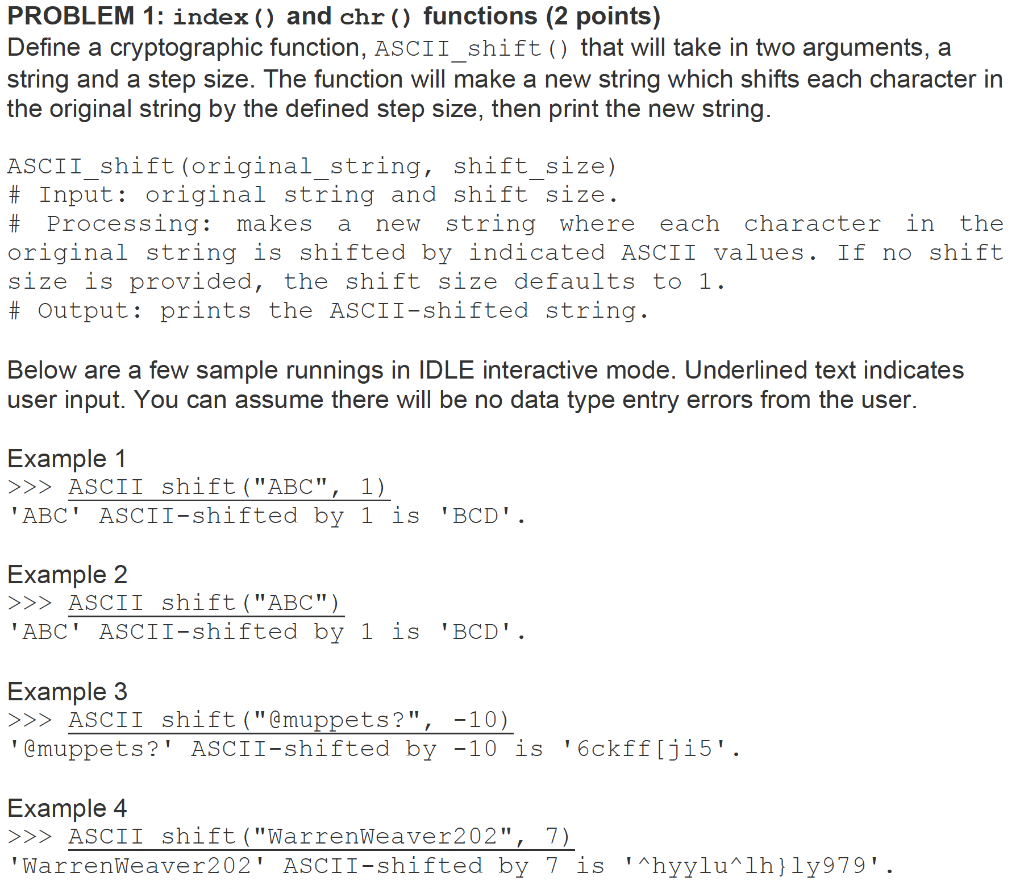 Solved PROBLEM 1: index() and chr() functions (2 points) | Chegg.com