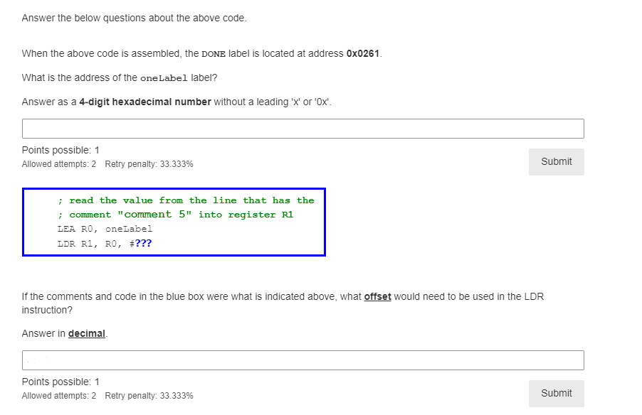 Solved .ORIG x0200 : : : ; code above blue box not shown : : | Chegg.com