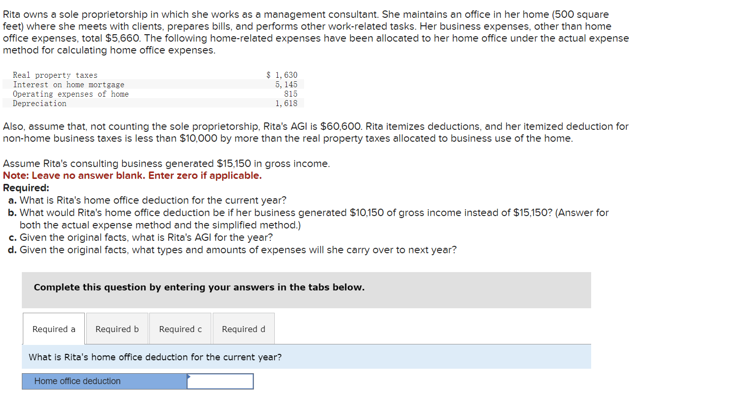 Solved Rita Owns A Sole Proprietorship In Which She Works As | Chegg.com