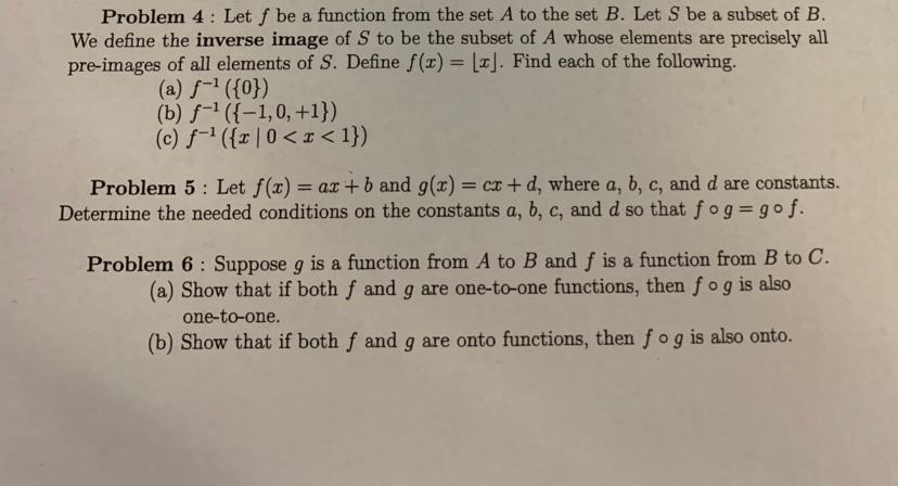 Solved Problem 4 Let F Function Set Set B Let S Subset B Define Inverse Image S Subset Whose Elem Q