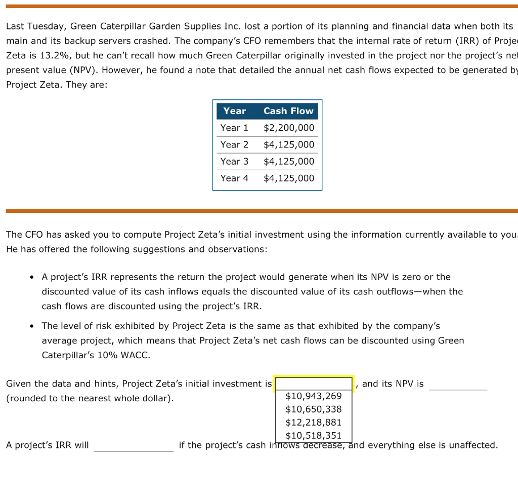 Solved Last Tuesday, Green Caterpillar Garden Supplies Inc.