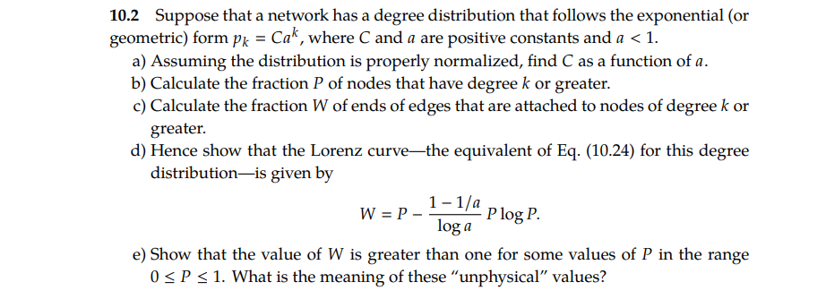 10.2 Suppose that a network has a degree distribution | Chegg.com