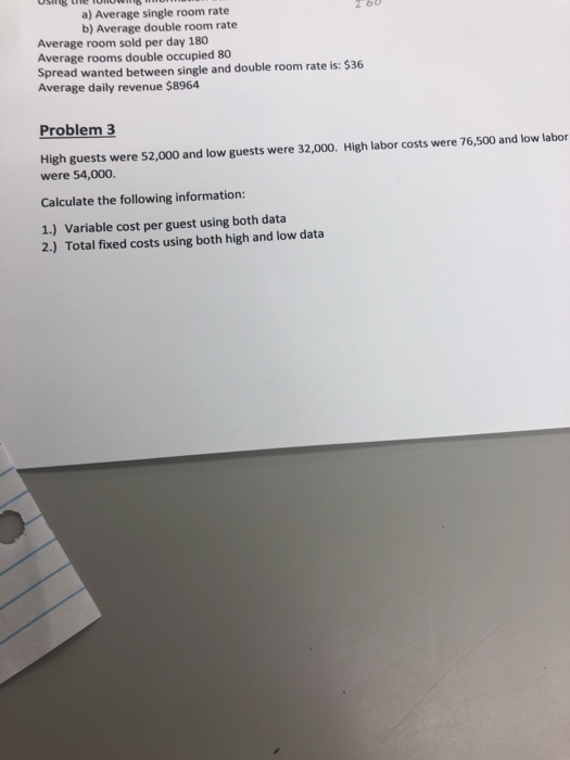 Solved a) Average single room rate b) Average double room