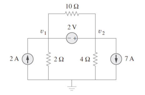 Solved Calculate the voltage of nodes 𝑣1 and 𝑣2 using the | Chegg.com