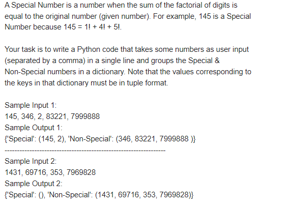 Solved A Special Number is a number when the sum of the | Chegg.com