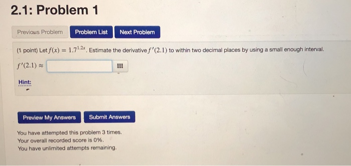 Solved 2.1: Problem 1 Previous Problem Problem List Next | Chegg.com