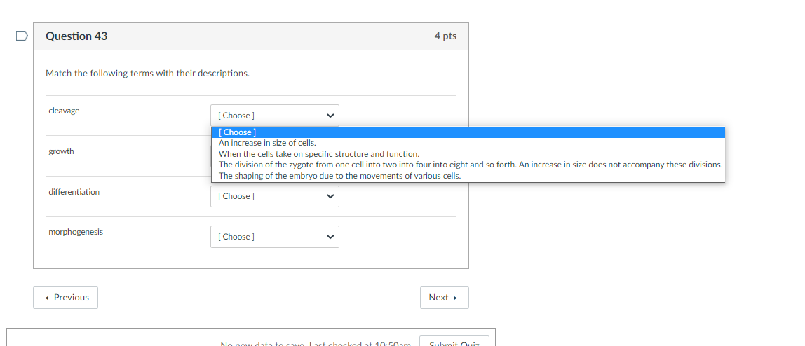 Solved D Question 43 4 pts Match the following terms with | Chegg.com