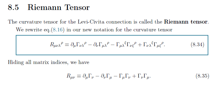 Solved 8.5 Riemann Tensor The curvature tensor for the | Chegg.com