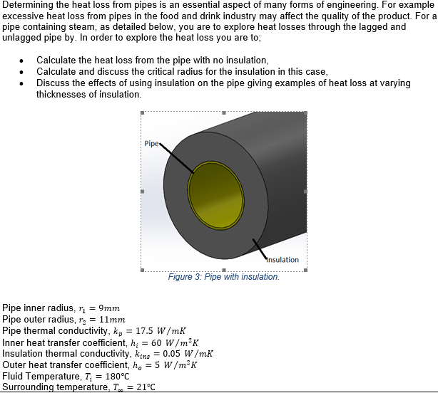 Solved Determining the heat loss from pipes is an essential