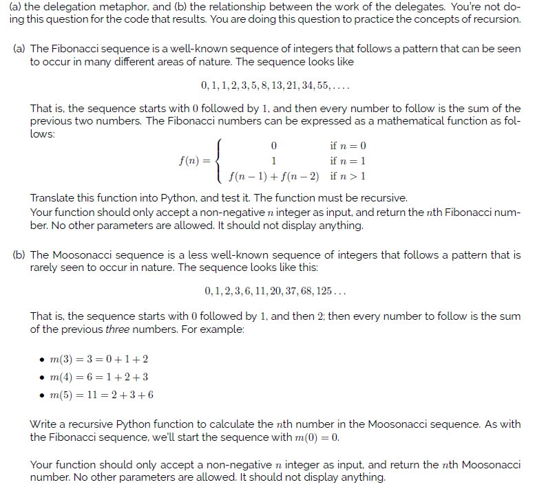 Solved (a) the delegation metaphor, and (b) the relationship | Chegg.com