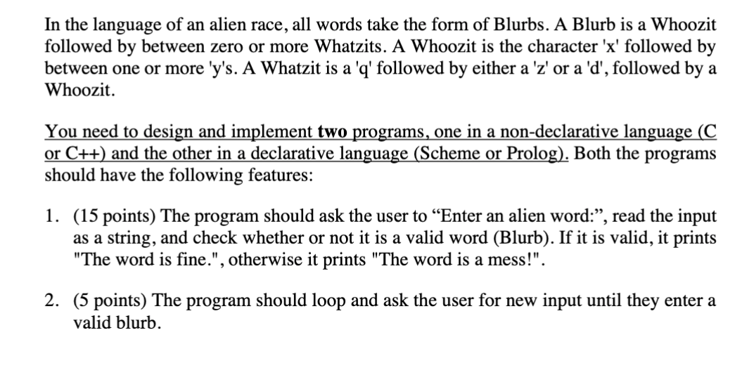 Solved In the language of an alien race, all words take the | Chegg.com